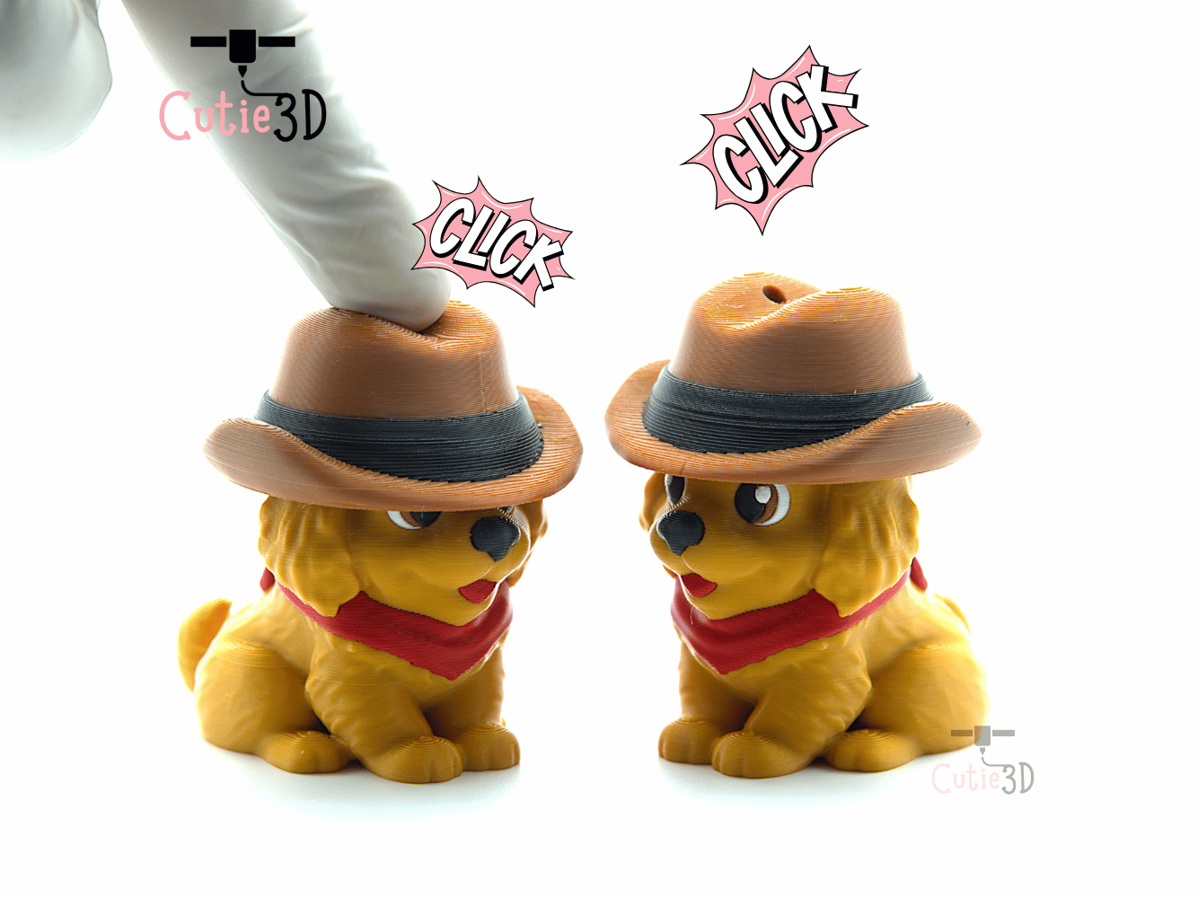 🤠 Cutie3D Golden Retriever Cowboy Fidget Clicker Keychain - Cute